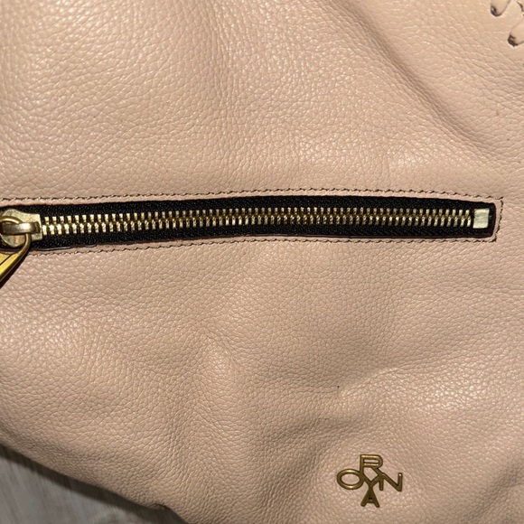 orYANY Taupe Leather Hobo Bag with Gold Details and whipstitching - Picture 3 of 13